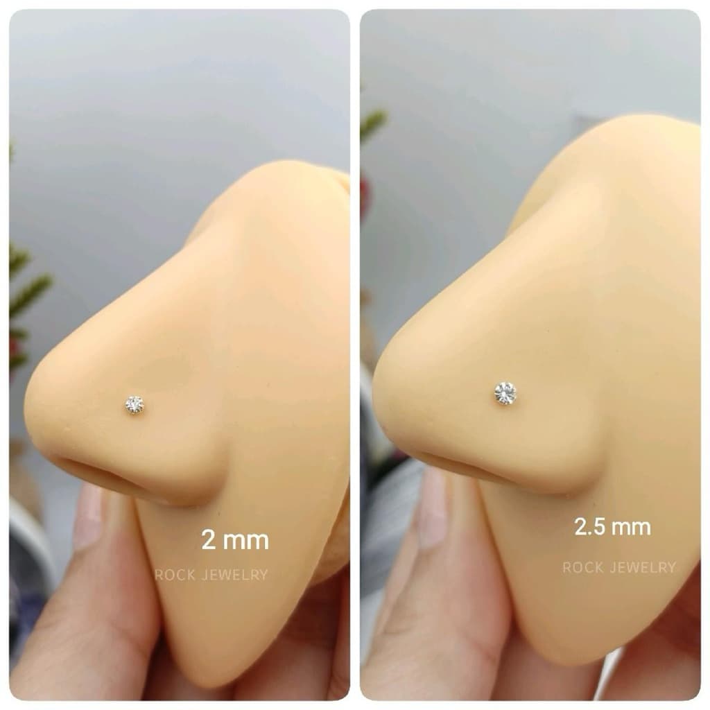 NSDSVCZ จิวจมูกเงินแท้ ห่วง และก้านเพชร 2 ,2.5 mm. ราคา 2 ชิ้น