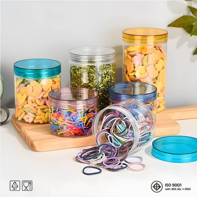 10ชิ้น เซ็ตกระปุก ทรงกลม ขนาด 80mm ความจุ 200–1000ml Free แผ่นโฟม วัสดุ Food Grade ใส่หนังยางรัดผม Jar PET HC80 รูปที่ 6