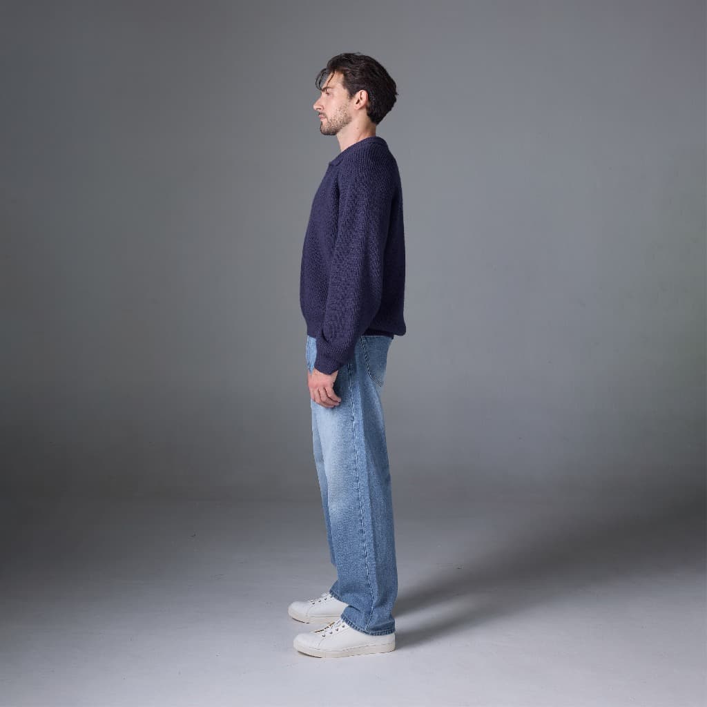 Jack Russel - Men Jeans กางเกงยีนส์ผู้ชาย ทรงขาบาน - Klassik J-6001/LB Baggy Low Rise Wide Leg Light Blue รูปที่ 4