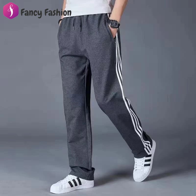 Fancy Fashion กางเกงผู้ชายกางเกงกีฬาลำลองผ้าฝ้ายแท้คุณภาพดี กางเกงลายปักสองกระเป๋าซิปเอวยางยืด รูปที่ 6