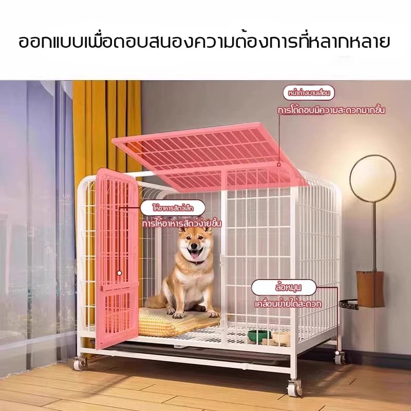Petorldog กรงแมว กรงแมวขนาดใหญ่ คอนโดแมวกรงแมวคอนโด กรงขังแมว กรงสัตว์เลี้ยง มีล้อและบันได แถมถาดฟรี รูปที่ 2