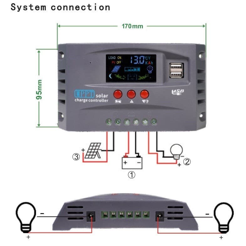 รุ่นอัพเกรด MPPT ชาร์จเจอร์ ชาจเจอร์โซล่า 12v24v โซล่าชาร์เจอร์ โซล่าคอนโทรลเลอร์ แผงควบคุมพลังงานแสงอาทิตย์แบบ ชาตเ รูปที่ 2