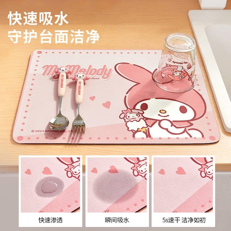 เสื่อฉนวน, เสื่อจานกันน้ํากันลื่น, Sanrio/Hello Kitty/My Melody แผ่นรองจานโต๊ะการ์ตูนป้องกันการลวก รูปที่ 6