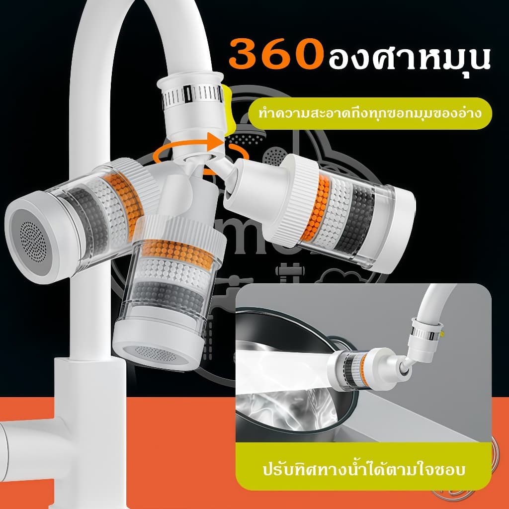 สแตนเลส 304, 4 หลอด, น้ําเย็นท่อเดียว, ห้องครัว, เครื่องกรองน้ํา, อ่างล้างหน้า, อ่างล้างจาน, ก๊อกน้ําหมุนได้ 360° รูปที่ 5