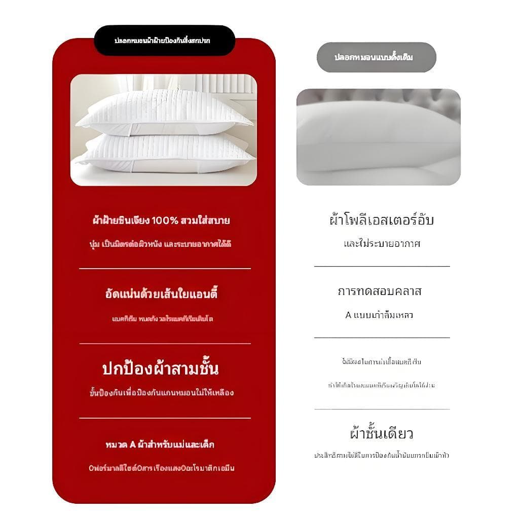 ปลอกกันเปื้อนหมอน 1แพ็ค 2 ชิ้น 48×74ซม ปลอกหมอน ปลอกหมอนหนุน กันไรฝุ่น กันน้ำลาย กันเหงื่อ นุ่ม รูปที่ 2