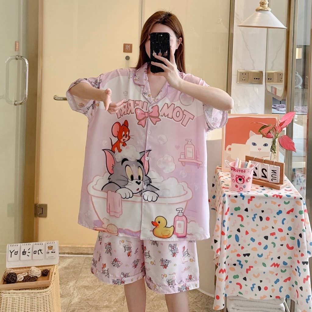 ‍ มาใหม่‍ชุดนอน แขนสั้น-ขาสั้น ผ้าไหมอิตตาลี่ บิ๊กไซส์ อก 52 ผ้านิ่มเด้ง ใส่สบาย SSS-1 รูปที่ 5