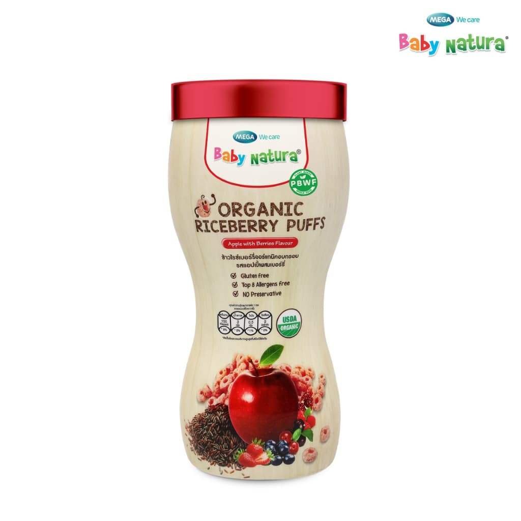 Baby Natura ข้าวไรซ์เบอร์รีออร์แกนิกอบกรอบ รสแอปเปิ้ลผสมเบอร์รี่40กรัม -แอปเปิ้ล รูปที่ 2