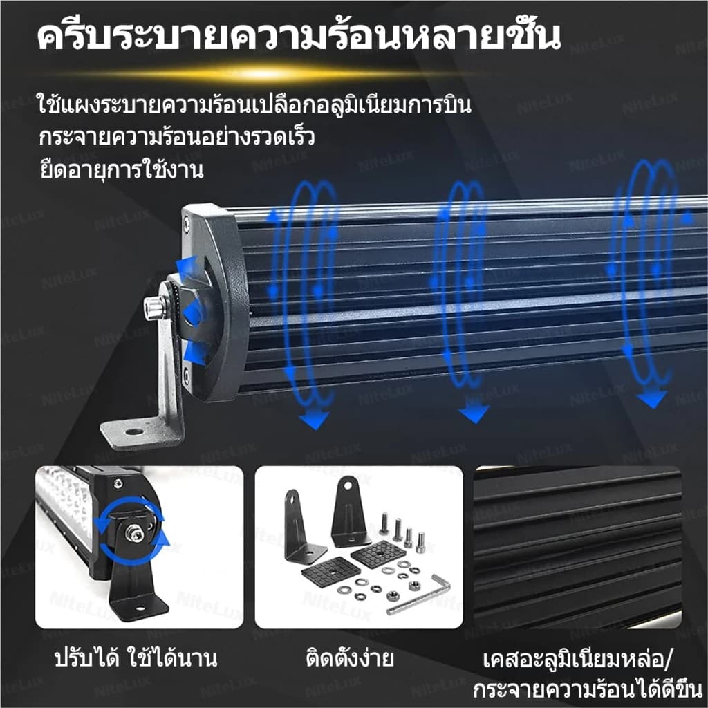 ไฟรถยนต์บาร์ยาว ไฟสปอร์ตไลท์ led 12V-60V ไฟสปอร์ตไลท์รถยนต์ แถมสวิตช์รุ่นรีเลย์ ไฟสีขาว IP68กันน้ำ รูปที่ 8