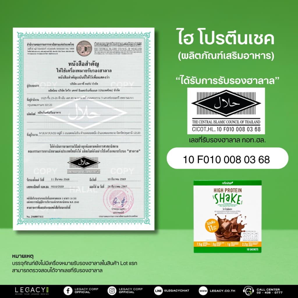 โปรตีน อร่อยมาก High Protein Shake ผลิตภัณฑ์โปรตีนสกัด เลกาซี่ Legacy ภูมิแพ้ รูปที่ 5