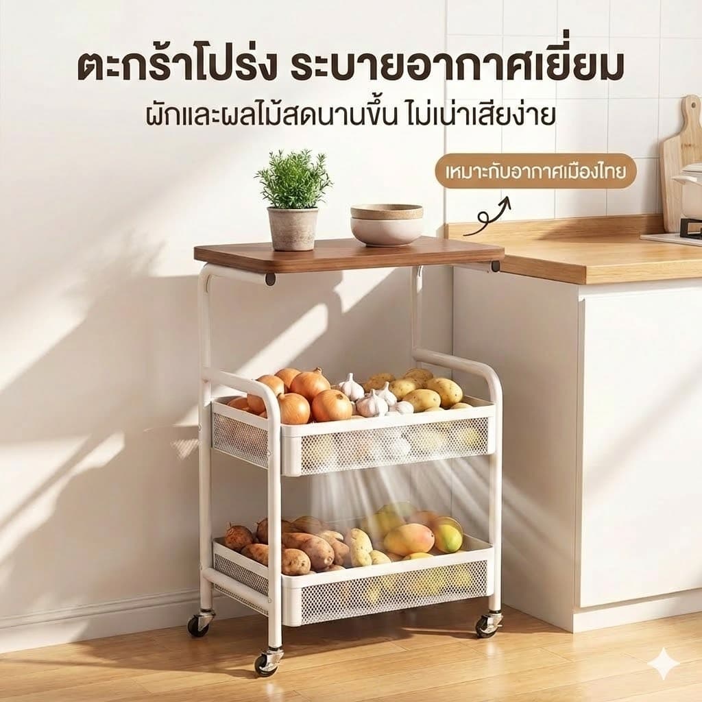 Esshelf 42*77*28cm โต๊ะข้างเตียง โต๊ะข้างโซฟา2ชั้น โต๊ะกาแฟ+ชั้นวางของ 4มีล้อเคลื่อนย้ายสะดวก รูปที่ 4
