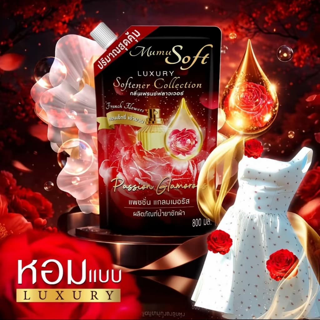Mumu soft มูมู ซอฟต์ แพชชั่น แกลมเมอรัส ผลิตภัณฑ์ซักผ้า 800มล. รูปที่ 4