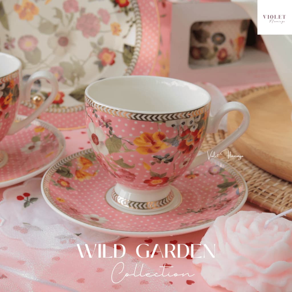 Violet Flamingo - Wild Garden Collection – กาน้ำชา แก้วชาพร้อมจานรอง แก้วมัคพร้อมกล่องของขวัญลายดอกไม้แสนหวาน รูปที่ 4