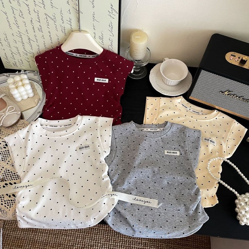 เสื้อเด็กแขนกุด ลาย Polka Dot สไตล์เกาหลี รูปที่ 1