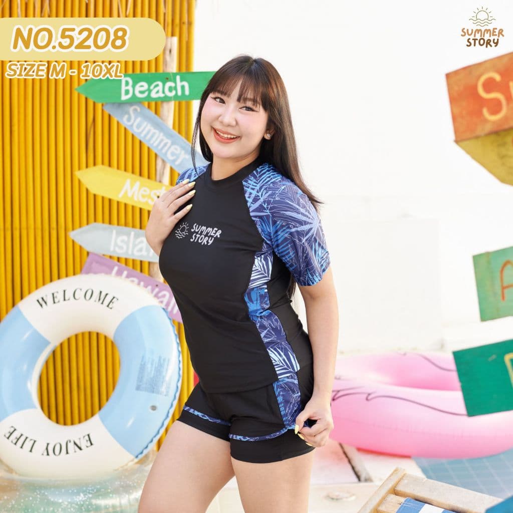 Summer Story ใส่ได้ถึง 100kgชุดว่ายน้ําผู้หญิงสาวอวบ กันUV เป็นยางยืด ใส่สบาย รุ่น 5208 รูปที่ 8