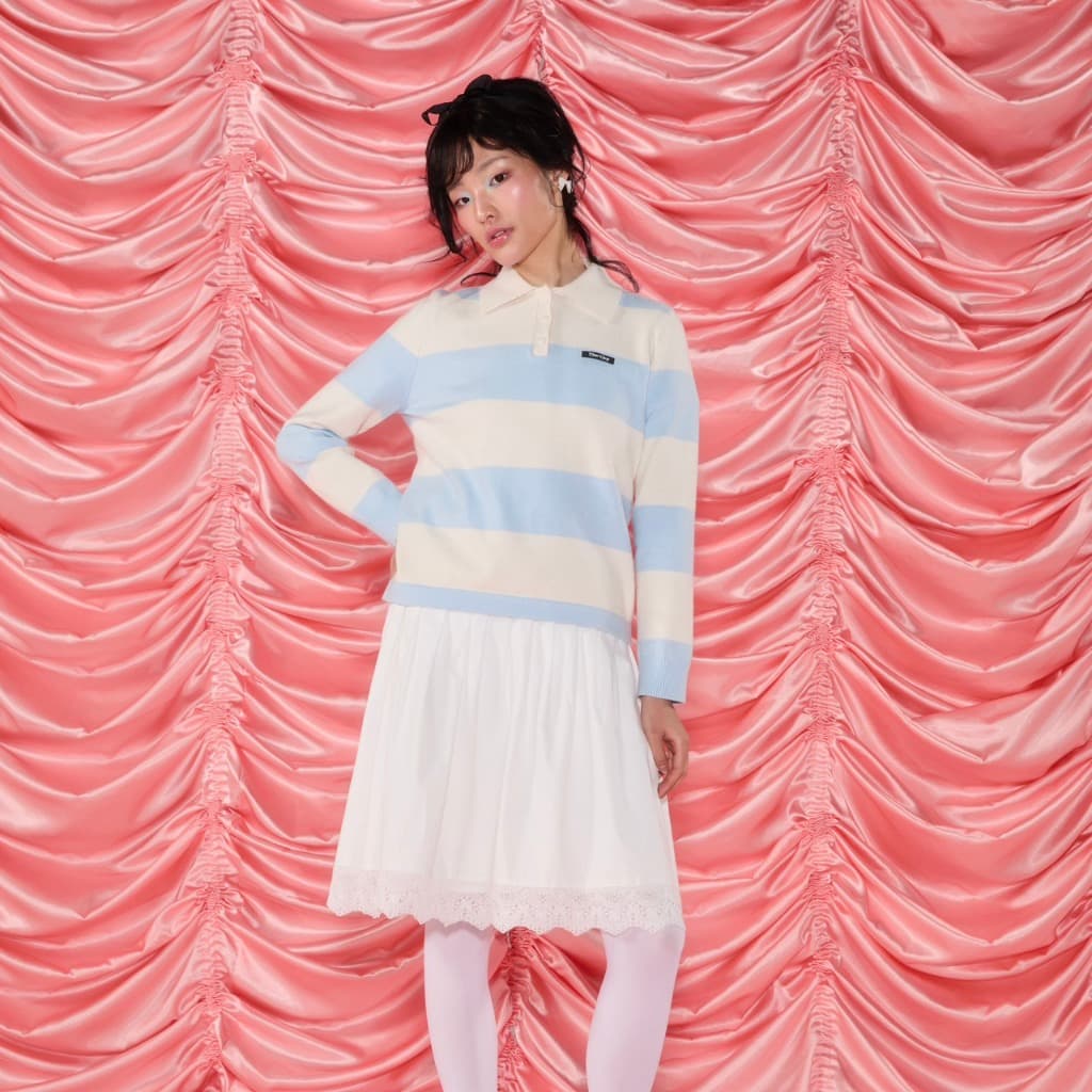 CHUUCHOP - Mochi Sweater เสื้อสเวตเตอร์แขนยาวลายทาง รูปที่ 9