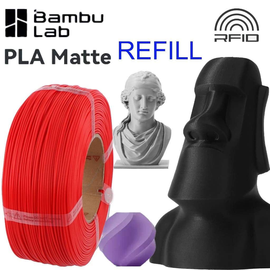 Bambu Lab REFILL PLA Matte ด้าน มีความเหนียวสูง ลอกออกง่าย ความเร็วสูงและพิมพ์ง่าย RFID รูปที่ 1