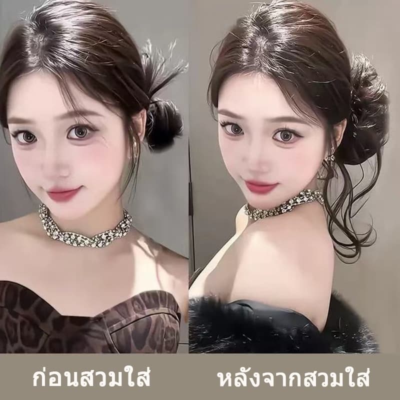 แฮร์พีชยางรัดผมทรงดังโงะ ผมปลอมแบบยางรัดสไตล์เกาหลี เปลี่ยนลุคได้ง่ายๆ ไหมนิ่ม เรียบเนียนไปกับผมจริง รูปที่ 7