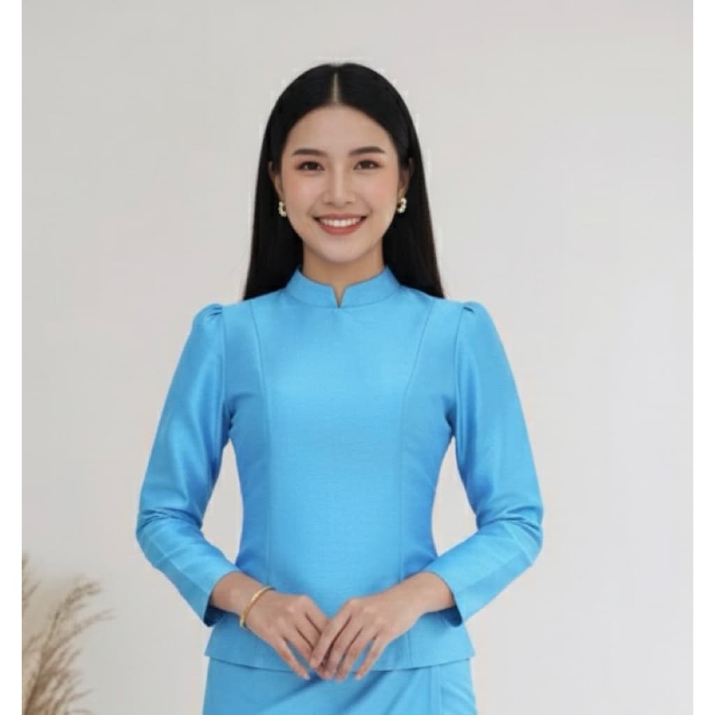 เสื้อไทยบรมพิมานไหมสี่เส้นอัดกาวแน่นแน่นทั้งตัว รูปที่ 5