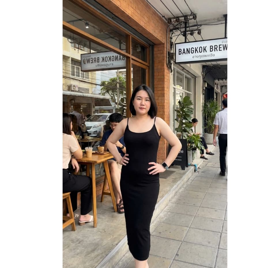 { สายเดี่ยวเว้าเดรส L } เดรสสายเดี่ยว ผ้าเรย่อน เดรสยาว Midi CHOTYSHOP สินค้าผลิตในไทย BALL.A รูปที่ 3