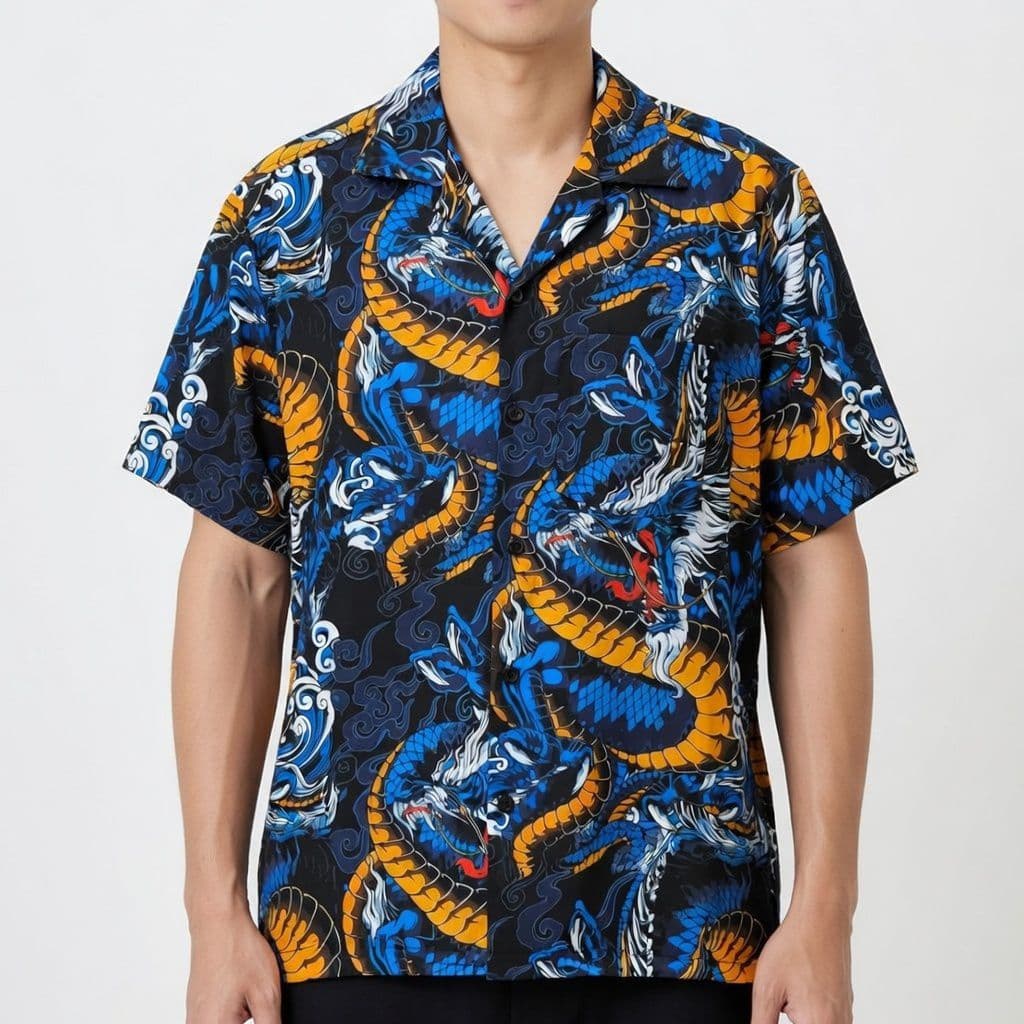 เสื้อเชิ้ตฮาวายรวมลาย อก 38-52 นิ้ว M-3XL ผ้าไหมอิตาลี ผ้านุ่มใส่สบาย รูปที่ 8