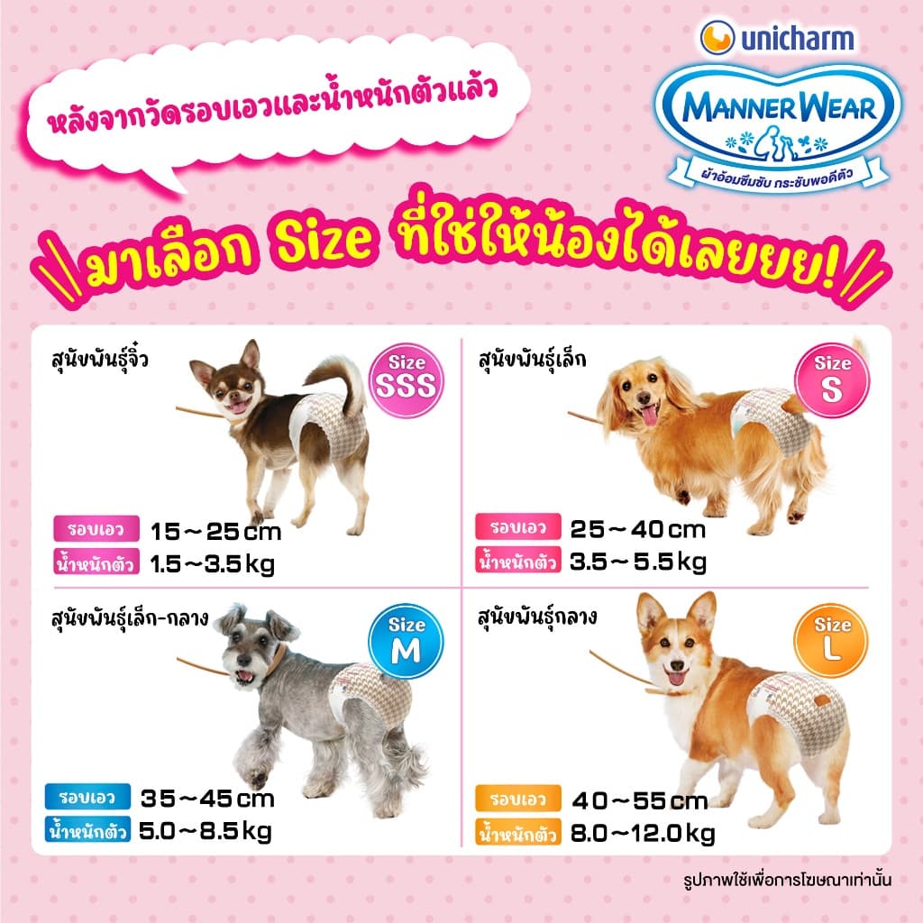 Unicharm Pet Mannerwear ผ้าอ้อมสุนัข แมนเนอร์แวร์ เพศผู้และเพศเมีย ขนาด SSS-L รูปที่ 9