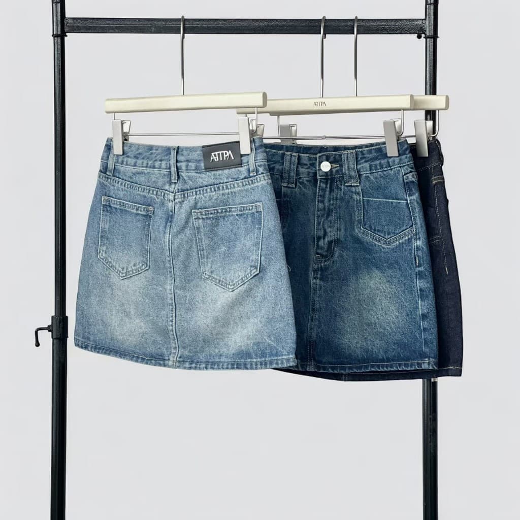 Atipashop - Silhouette Denim Skirt กระโปรงยีนส์สั้น ทรงสวย รูปที่ 5