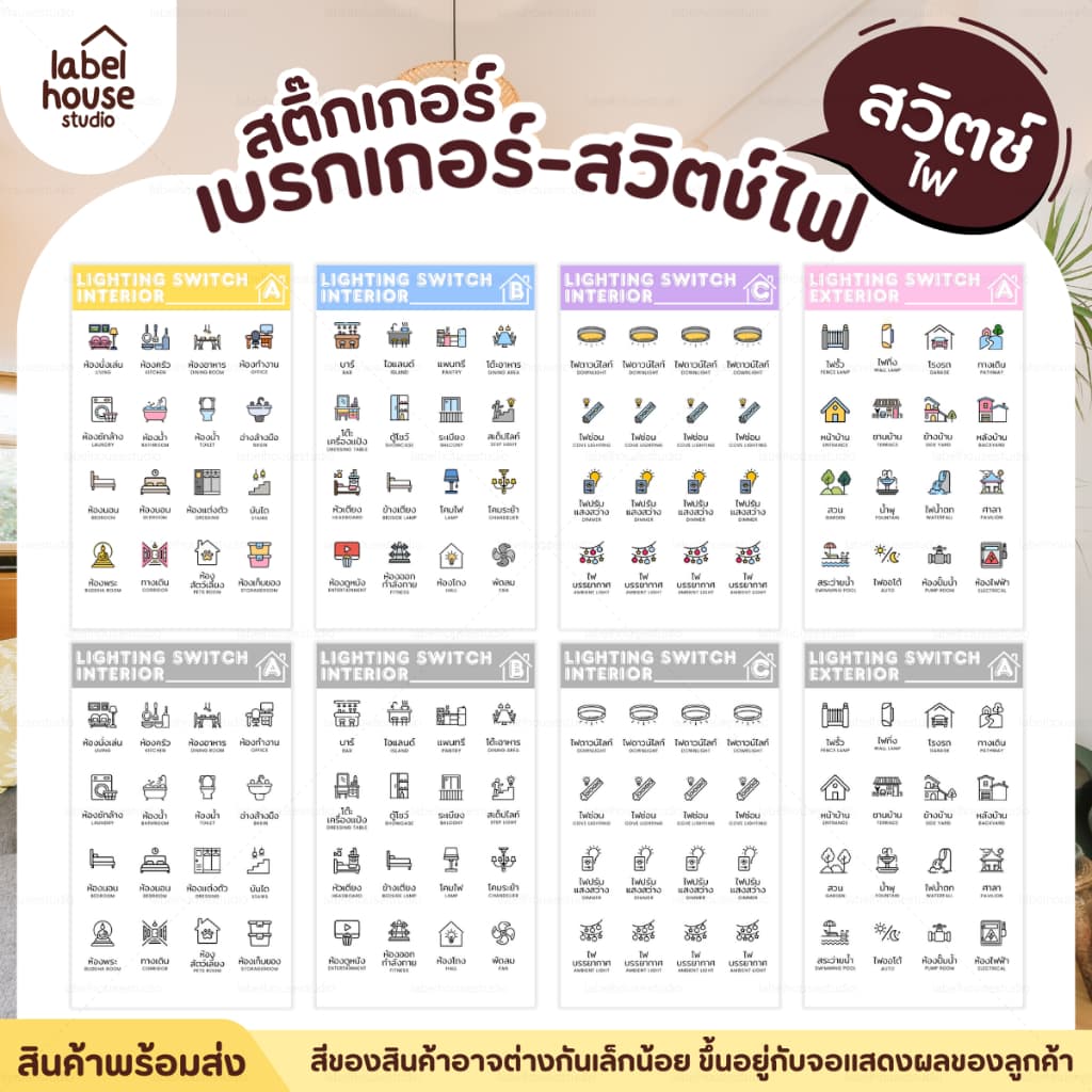 สติ๊กเกอร์สวิตช์ไฟ / ตู้ไฟ เบรกเกอร์ แบบเนื้อขาว - เนื้อใส วัสดุ PP กันน้ำ รูปที่ 6