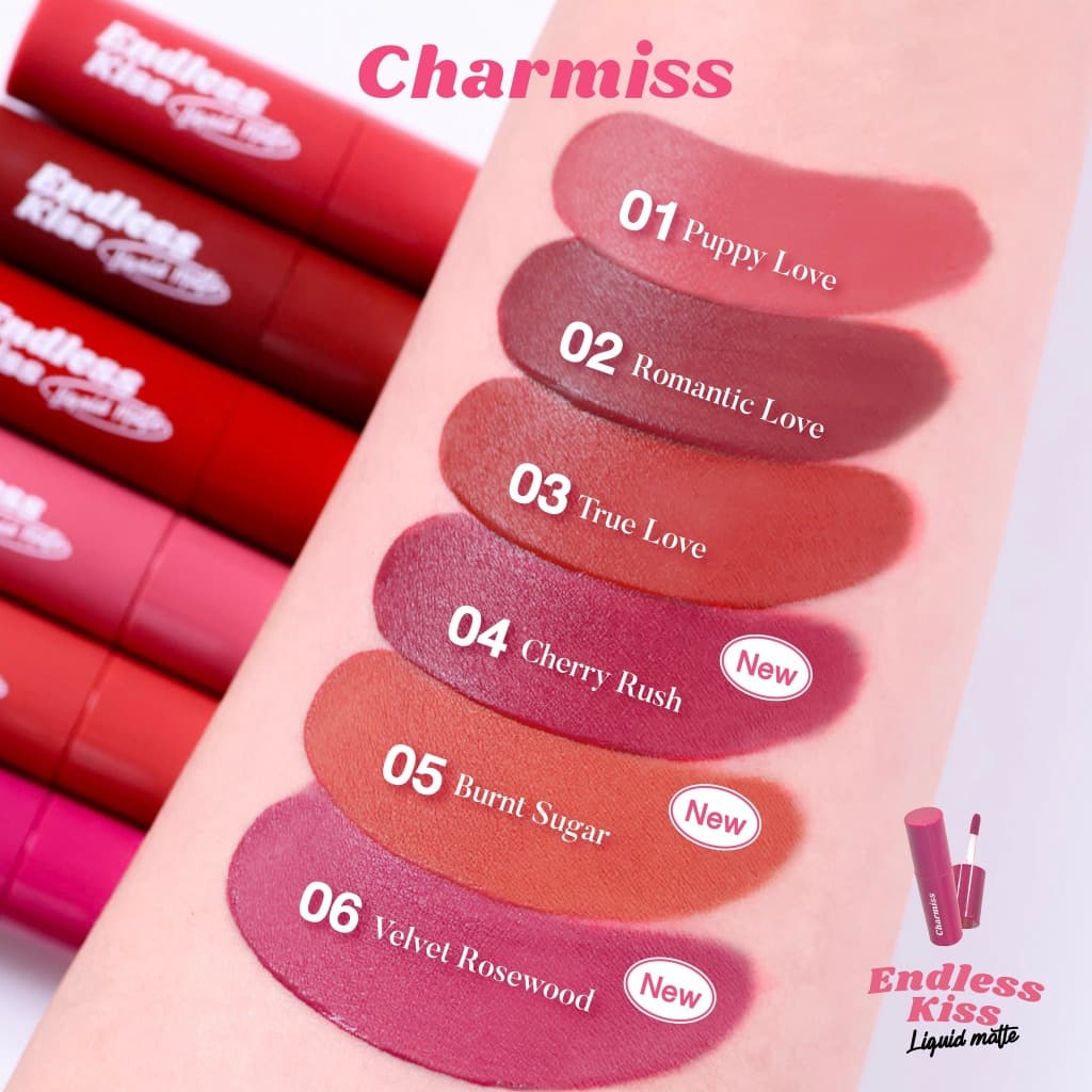 ถูก/แท้/มีไลฟ์ ลิป Charmiss Endless Kiss Liquid Matte ลิปแมท ติดทน ไม่ติดแมสก์ สีสวย สีชัด เกลี่ยง่าย เบาสบาย รูปที่ 5