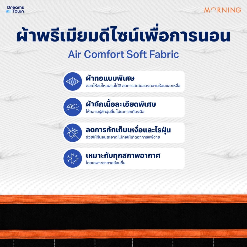 Morning Sleep ที่นอนเมมโมรี่โฟม ที่นอนพ็อกเก็ตสปริง ผสานเทคโนโลยีCoolPro นอนเย็นสบาย รุ่น Hybrid CoolPro ขนาด 3.5 ฟุต รูปที่ 6