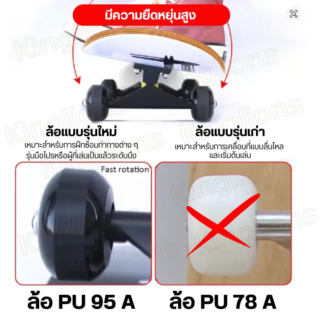 Skateboard สเก็ตบอร์ด 31.5 inch ผู้เริ่มต้น-มืออาชีพ ล้อPU80A สเก็ตบอร์ดมือใหม่พร้อมเล่น ลายแฟชั่น รูปที่ 7