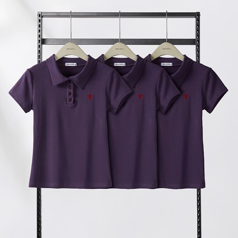 HELLDUL T0010เสื้อโปโลแขนสั้นคอปกปักลายสัตว์เล็กสุดปัง เนื้อผ้านุ่มสวยสะดุด ส่งจากไทย รูปที่ 6