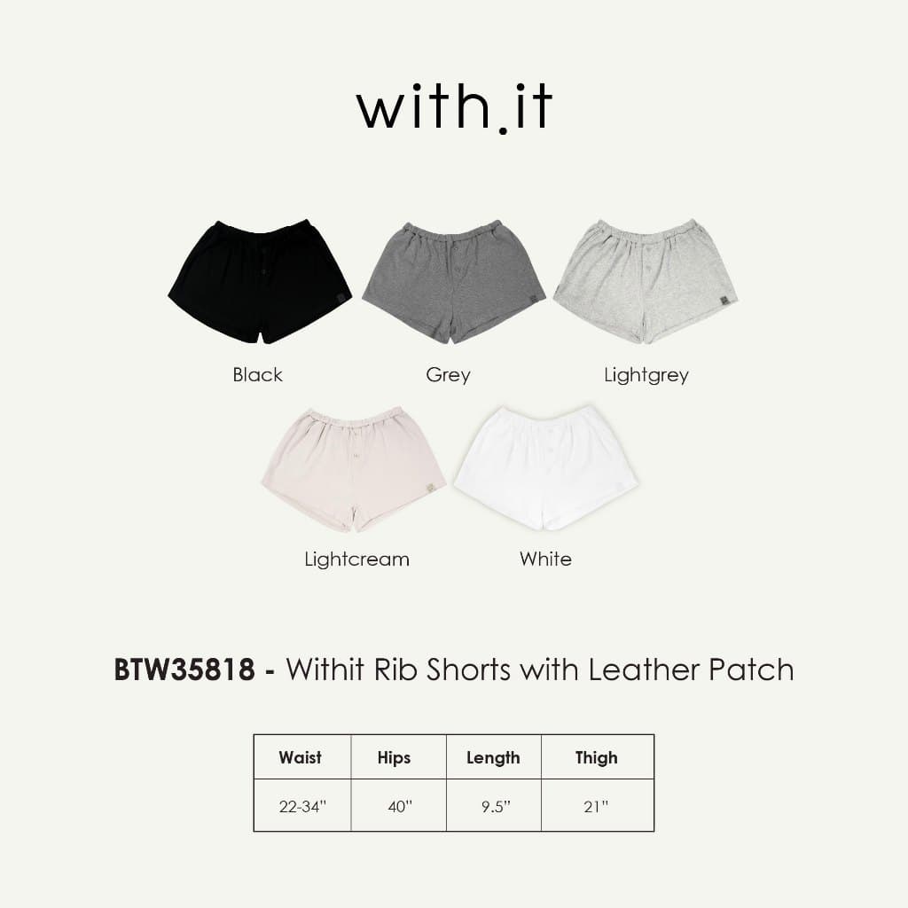 Withit Rib Shorts with Leather Patch กางเกงขาสั้นผ้านุ่ม - BTW35818 รูปที่ 2