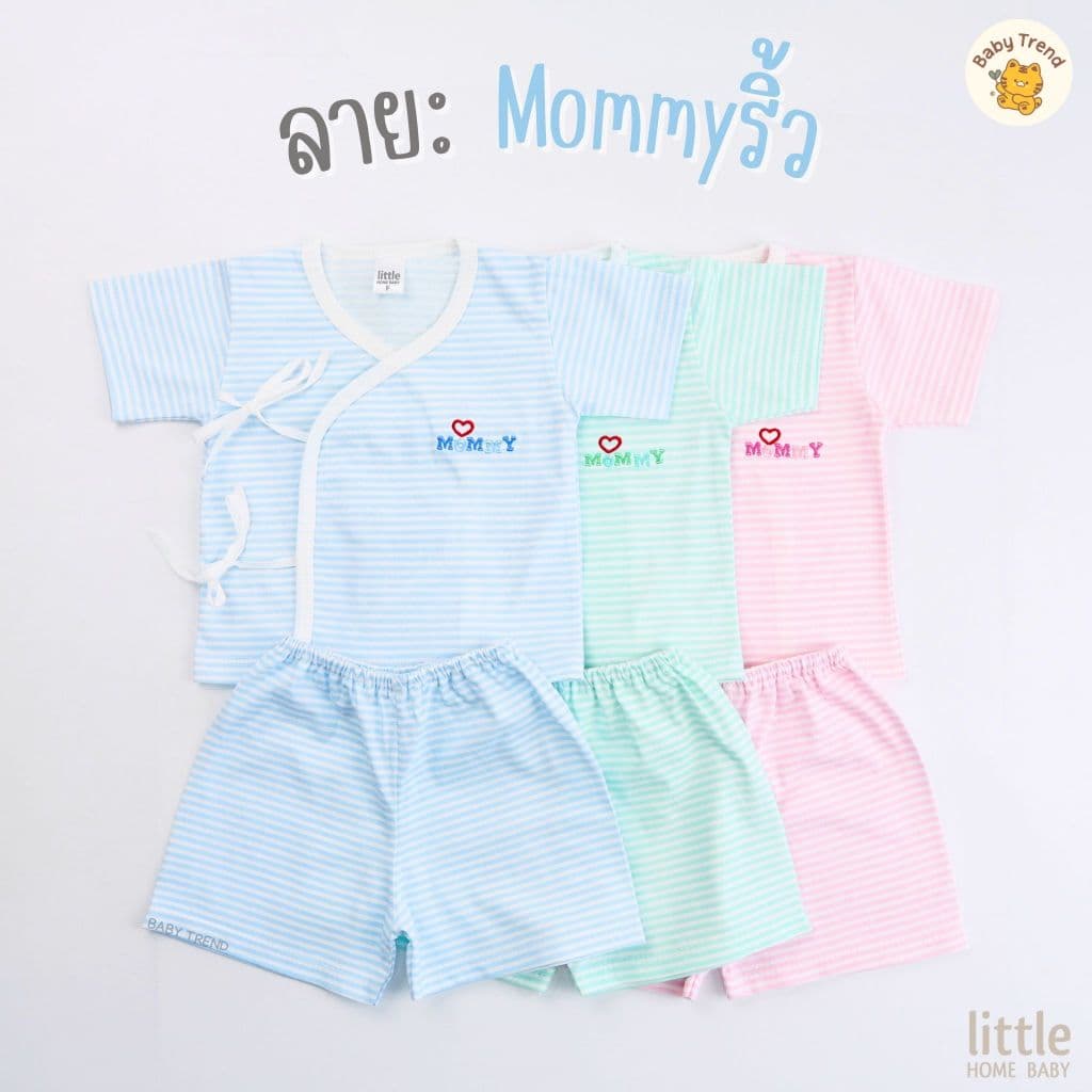 Little Home Baby ชุดเซ็ตเสื้อผูกผ้าคอตตอนยืด พื้นขาวพิมพ์ลาย เสื้อผ้าเด็กแรกเกิด 0-3 เดือน รูปที่ 7