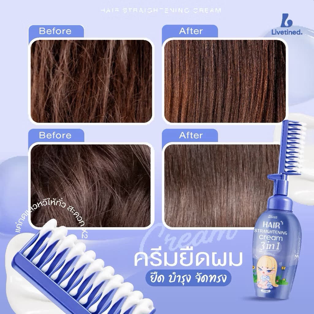 ครีมยืดผม 3 in 1 พร้อมหวีในตัว Livetined Hairona 150ML รูปที่ 7