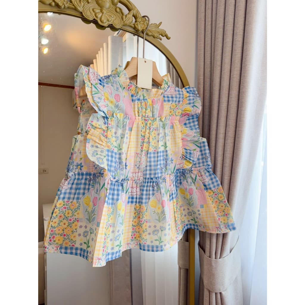 ป้าย Sherbet เสื้อแขนกุดระบาย 2 ชั้นผ้าคอตตอน อก 36 นิ้ว ยาว 21 นิ้ว รูปที่ 8