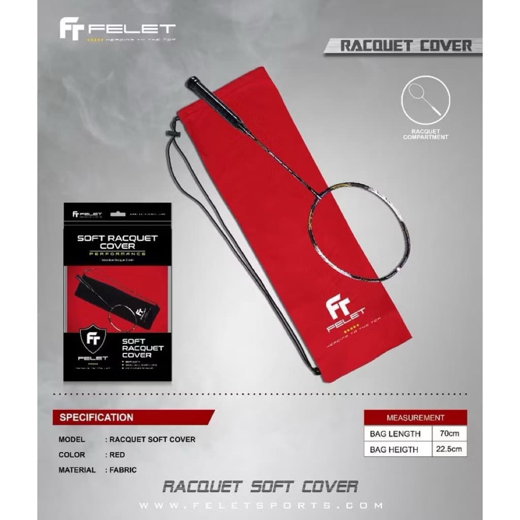 ซองกระเป๋าแบดมินตัน Felet รุ่น Soft Cover Bag ซองใส่ไม้แบดมินตัน รูปที่ 5