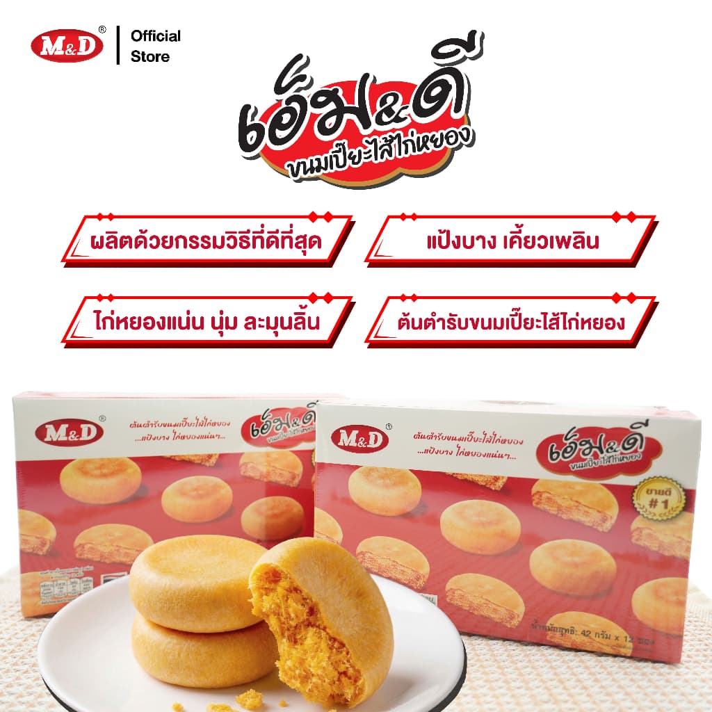 M&D ขนมเปี๊ยะไส้หมูหยอง 12 ชิ้น/กล่อง ส่งเร็ว คุ้มค่า คุ้มราคา ผลิตใหม่ทุกวัน รูปที่ 5