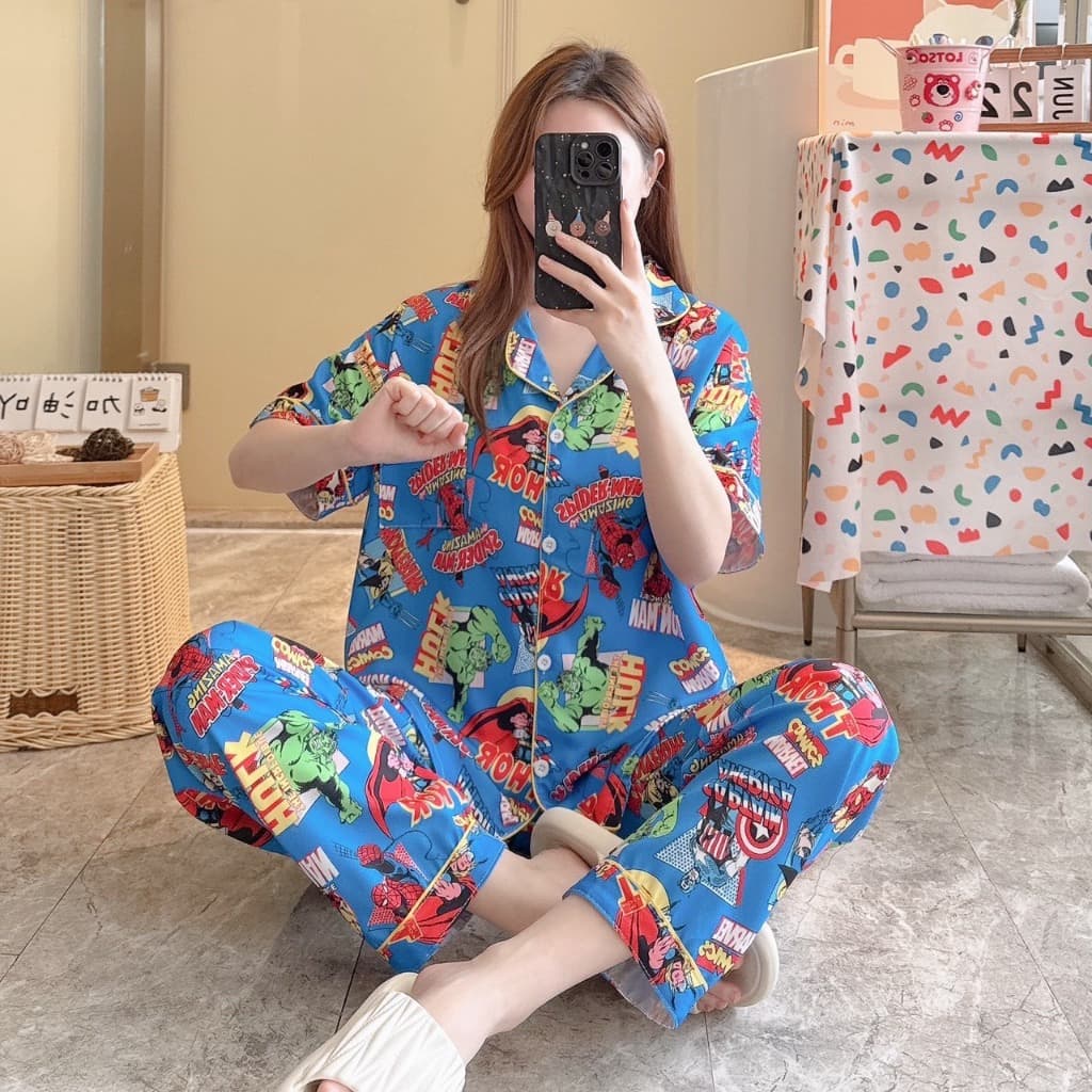 มาใหม่ ชุดนอนผ้าไหมอิตาลี่ เเขนสั้น-ขายาว ผ้าดี มีหลายลายให้เลือก ฟรีไซส์ SL-1 รูปที่ 8