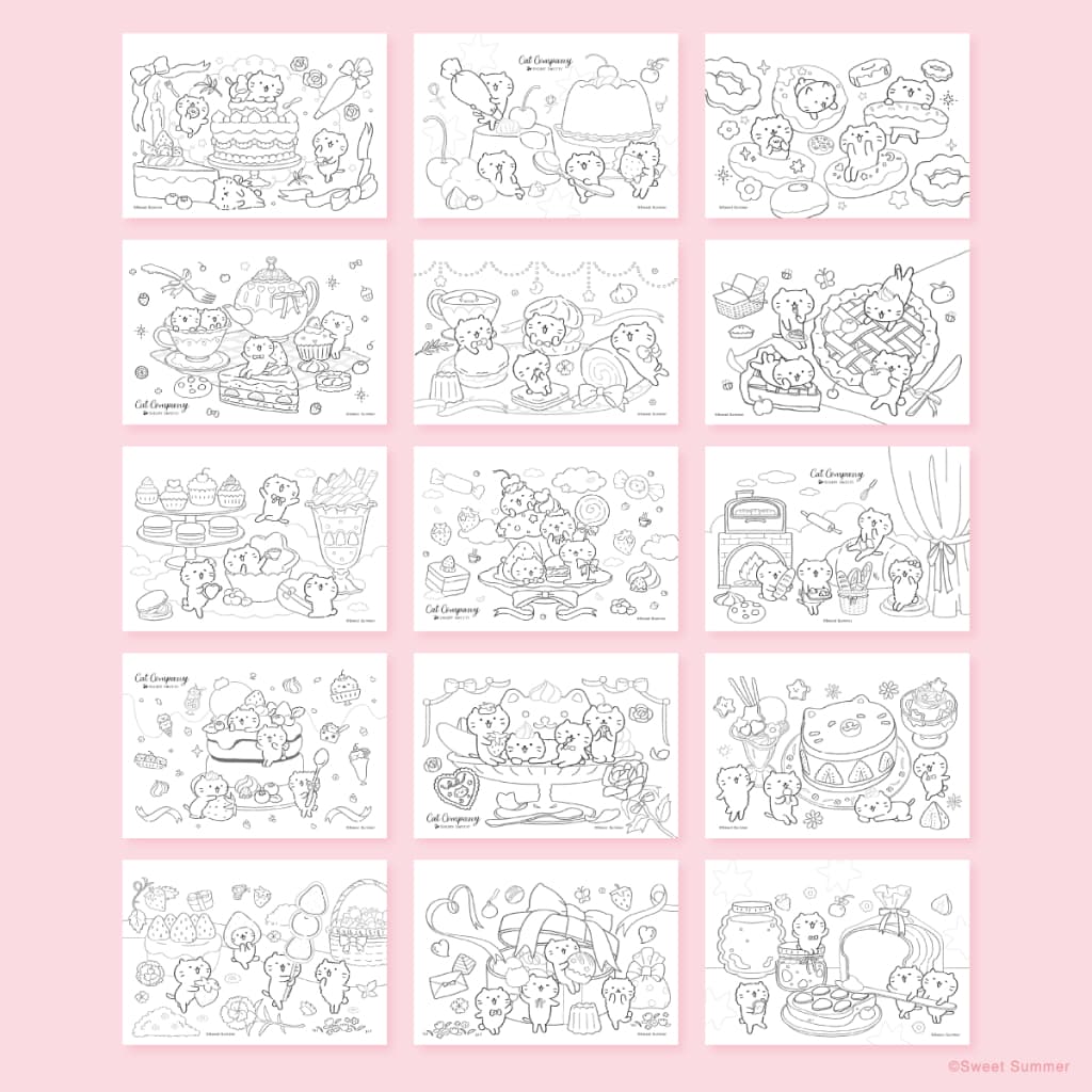 ใหม่!! สวีทซัมเมอร์ : สมุดระบายสีน้ำ ลาย Cat Company Sugary Sweets รูปที่ 9