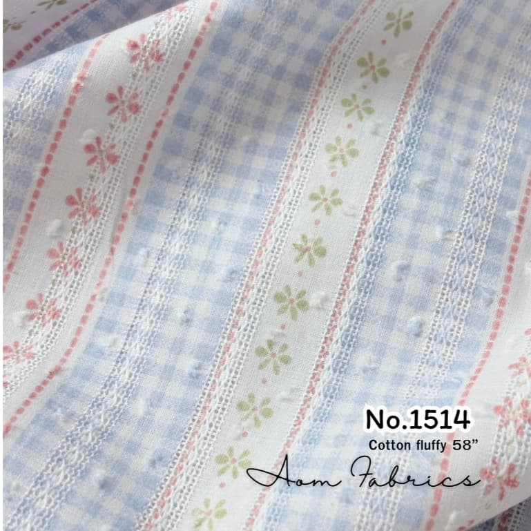 Aom Fabricsคอตตอน แจ็คการ์ด คอตตอน100% No.1511-1514 ทอเสริมเทคเจอร์ปุยปุยน่ารักมาก หน้ากว้าง 58 นิ้ว รูปที่ 3