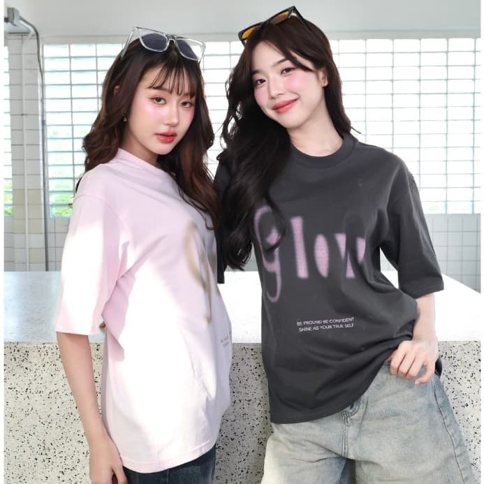 JARINYA เสื้อยืดทรง oversize สกรีนลาย Glow Unisex รูปที่ 7
