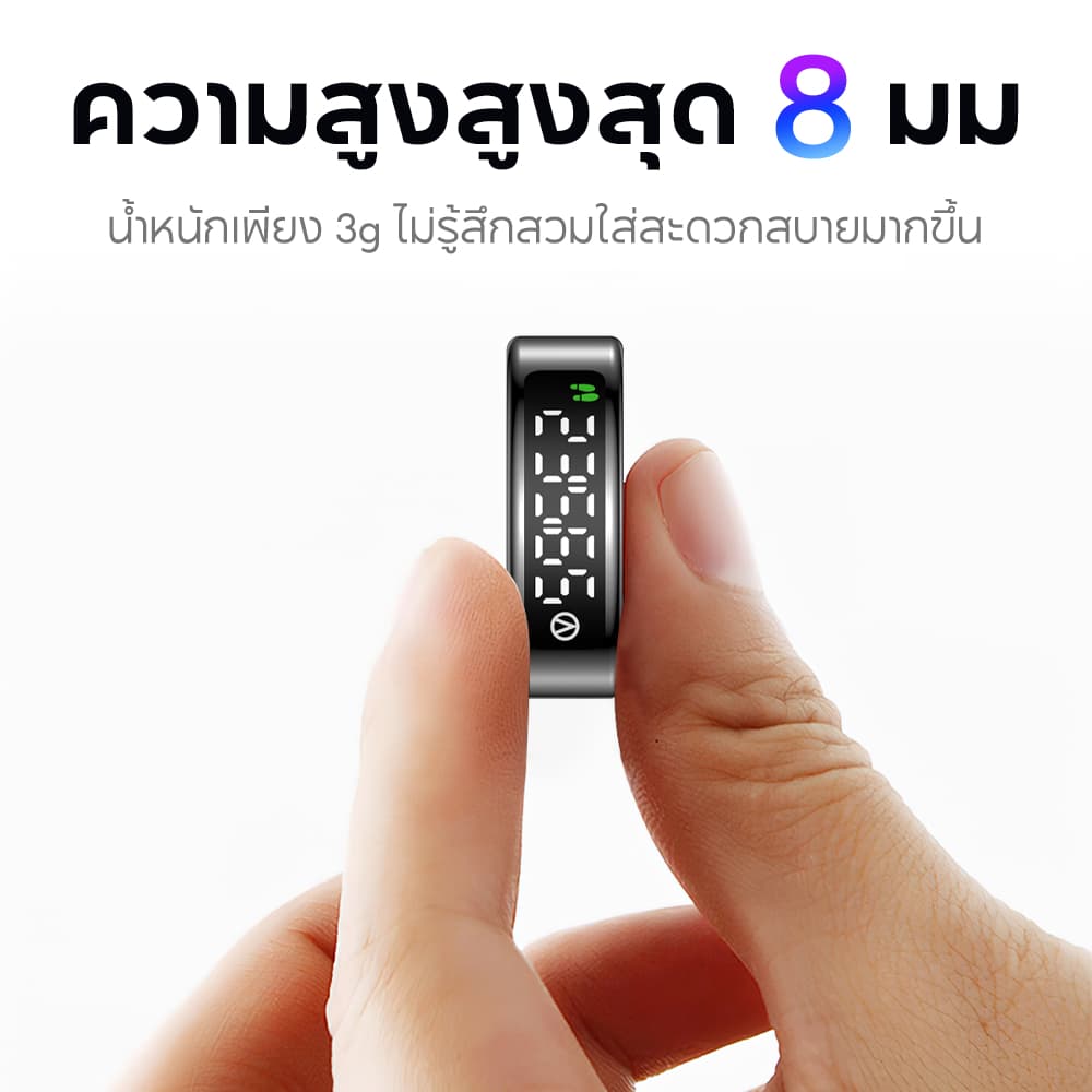 Aolone Smart Ring Ring Gen 5 แหวนออกกําลังกาย แหวนนับก้าว LCD หน้าจอ IP69K แหวนอัจฉริยะ ติดตามสุขภาพ 24 ชม รูปที่ 6