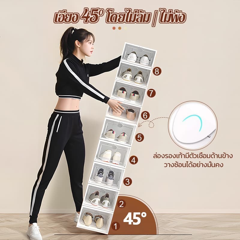 กล่องรองเท้า กล่องใส่รองเท้า ทนแรงกด ที่ใช้ใส่รองเท้า กล่องรองเท้ากันน้ำ ฝาครอบสามารถเปิด กันฝุ่น กล่องเก็บรองเท้า รูปที่ 4