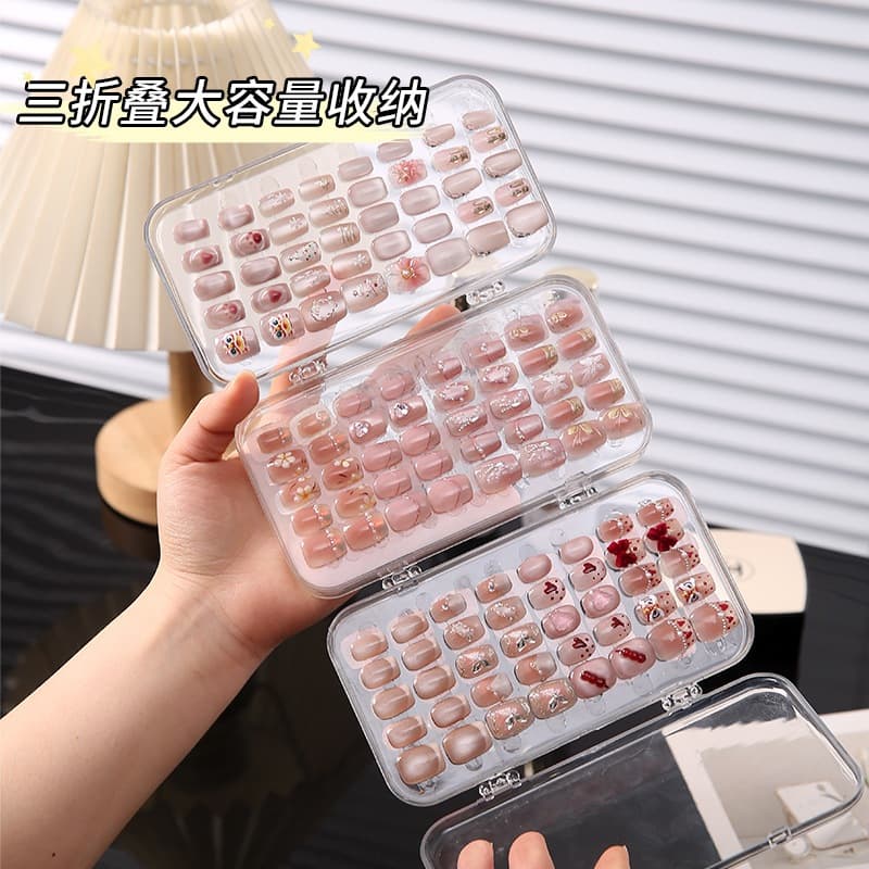 กล่องเก็บเล็บปลอม 3ชั้น สีใส กล่องเล็บปลอม กล่องโชว์ตัวอย่างลายเล็บ พกพาสะดวก รูปที่ 2