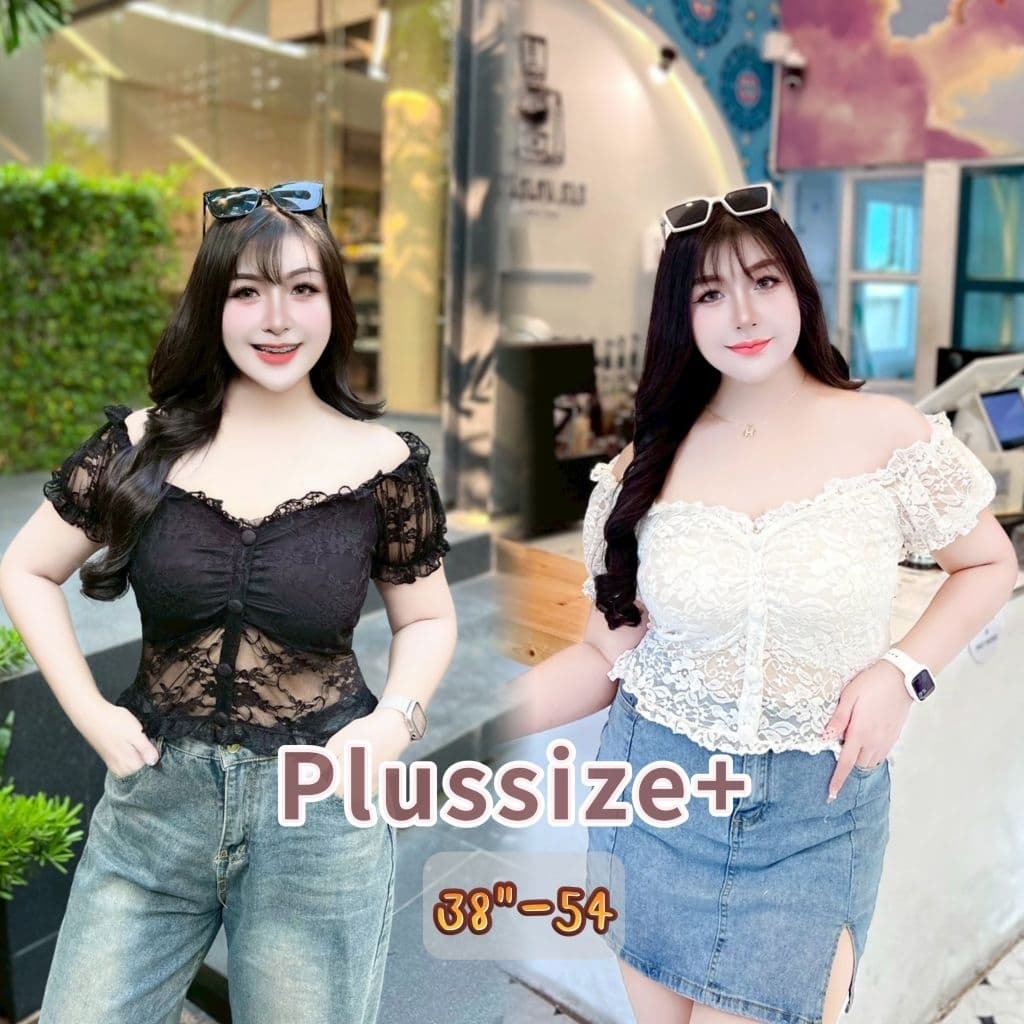 SEXYDOLL LACE CROP เสื้อครอปลูกไม้ซีทรูแขนตุ๊กตา รูปที่ 1