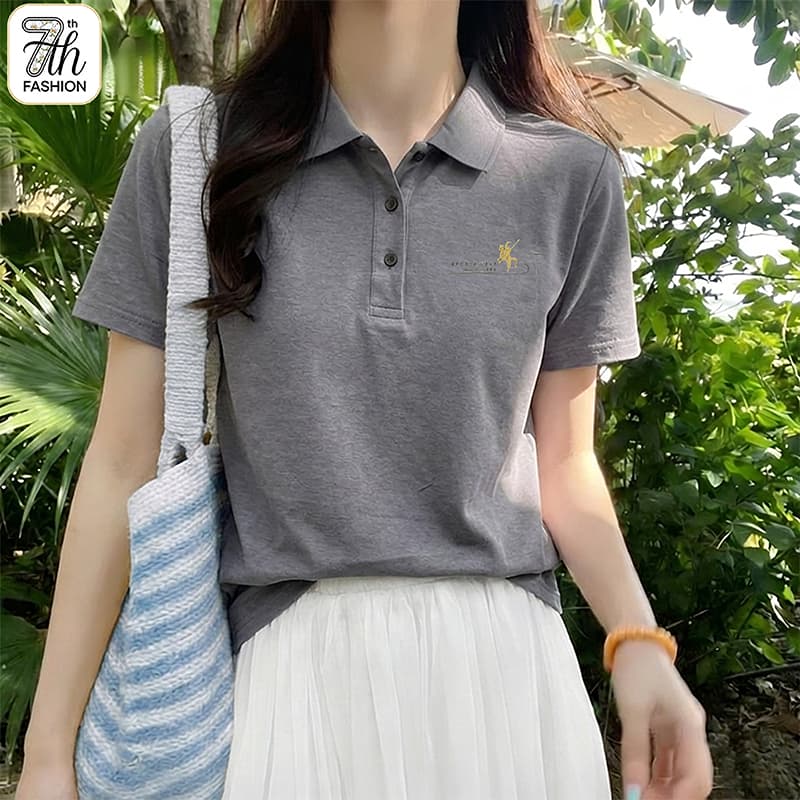 Women's Polo T-Shirt Casual Feel M-3XL Plus Size สตรีเสื้อโปโลคุณภาพสูง ระบายอากาศดี ใส่สบายทั้งวัน รูปที่ 4
