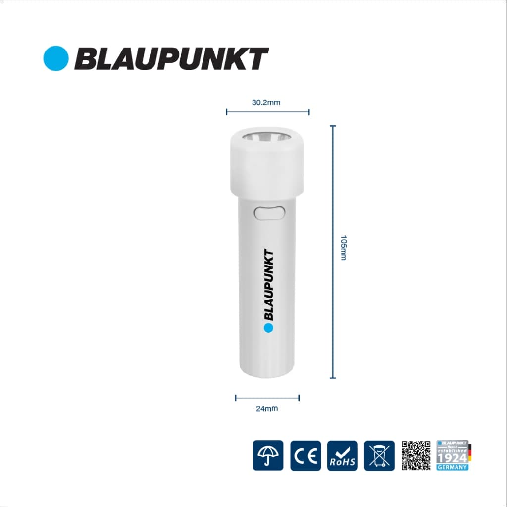 BLAUPUNKT ไฟฉายมินิมอล 1W แสงขาว 6500K ขนาดพกพา ชาร์จได้ แบต 800mAh รุ่น BP-FLL1 รูปที่ 3
