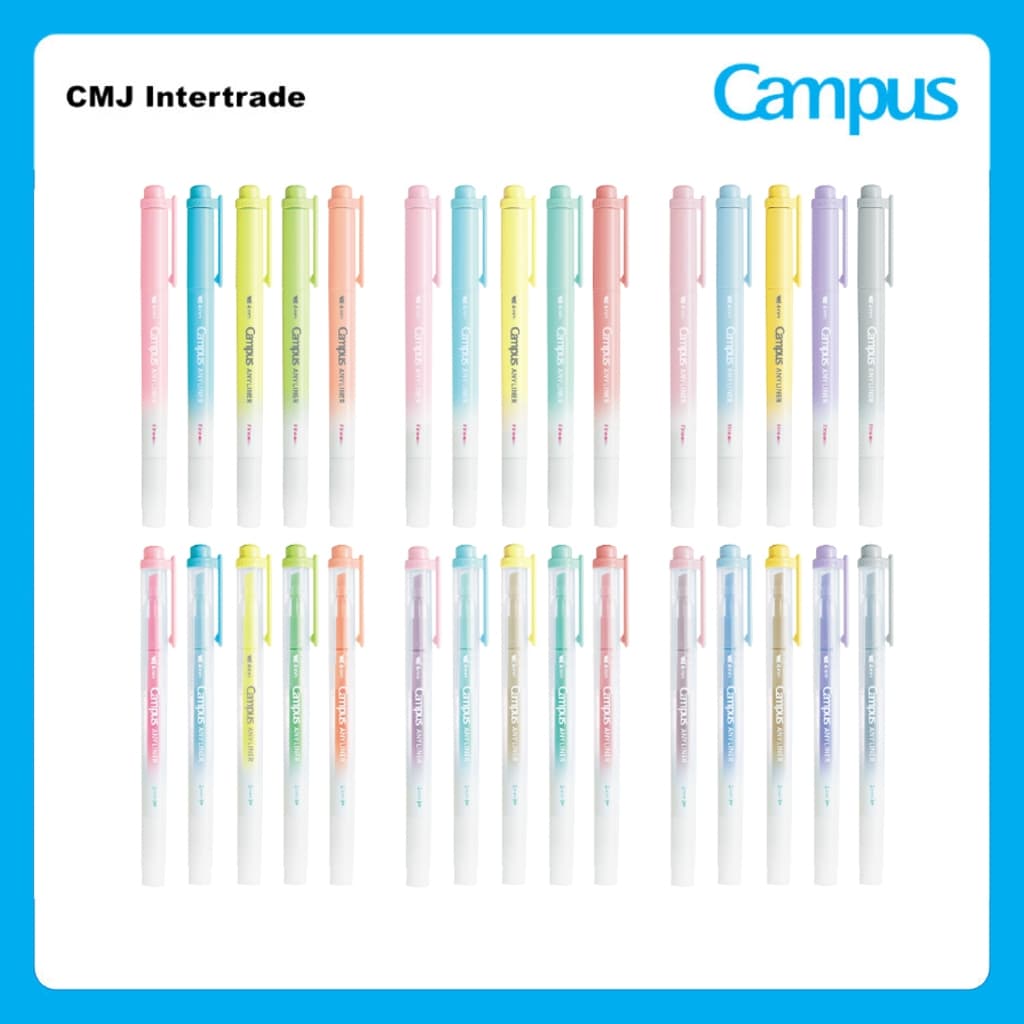 KOKUYO Campus Any Liner Line Marker Neon ปากกามาร์คเกอร์ 2 หัว สีนีออน ปากกาไฮไลท์ เน้นข้อความ รูปที่ 1