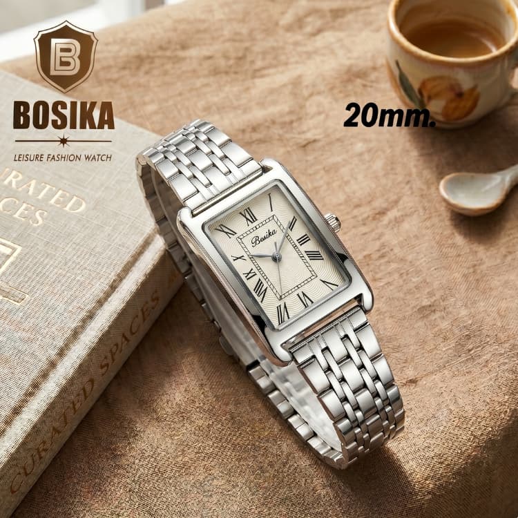 BOSIKA#BG-018 นาฬิกาข้อมือดีไซน์เลขโรมันหน้าปัดทรงสี่เหลี่ยม ขนาด20มิล รูปที่ 1