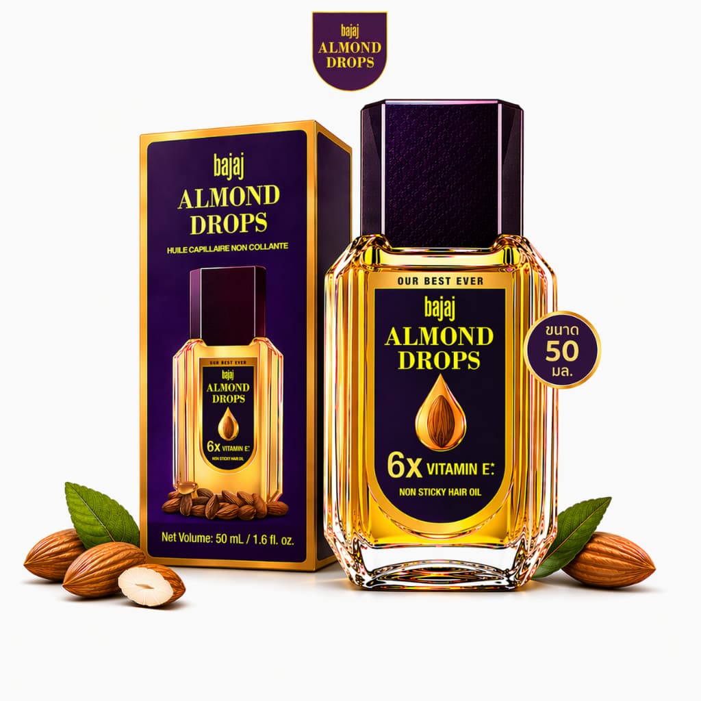 Bajaj almond drops น้ำมันอัลมอนด์ น้ำมันบำรุงเส้นผม 50 มล. รูปที่ 1